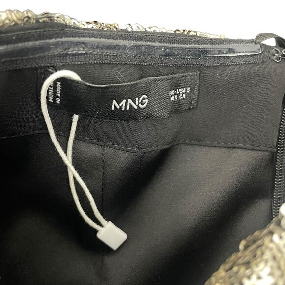 Mango MNG Strapless Sequin Quilted One Piece Jumpsuit Gold Black Size S - Picture 11 of 11